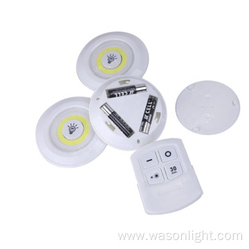 3Pack Ultra Bright 150 Lumen COB LED Puck Light With Remote Control Under Cabinet Light Wireless Battery Operated Tap Push Light
